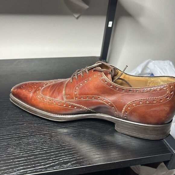 Magnanni Mens Size 11 Brown Leather Wingtip Oxford Dress Shoes - Picture 10 of 13